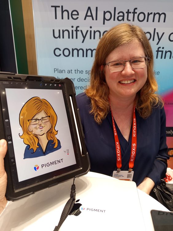 Caricatura digital personalizada para en feria gartner de Barcelona